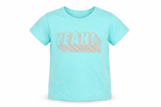 Primark Boys Blue  Cotton Basic T-Shirt Size 3-4 Years Round Neck Pullover - Yeah