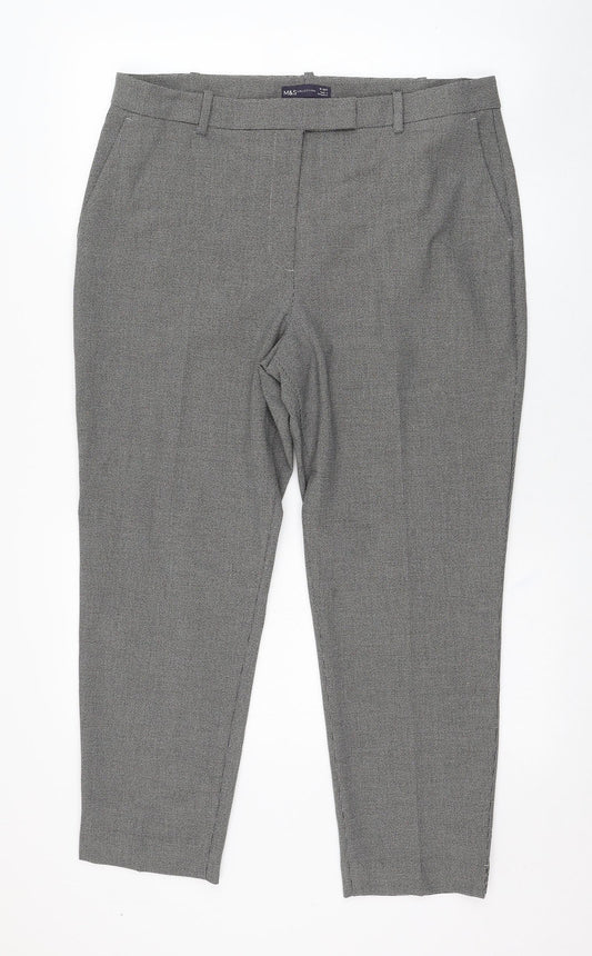 Marks and Spencer Womens Grey  Polyester Carrot Trousers Size 16 L25 in Regular Zip