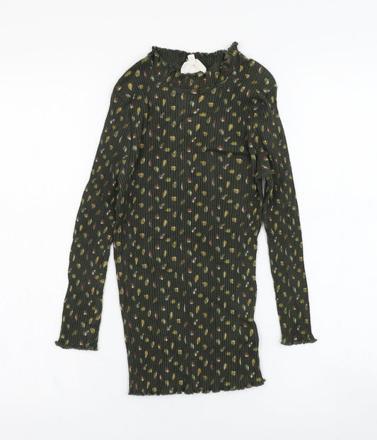 NEXT Womens Green Floral Cotton Pullover Sweatshirt Size 8  Pullover