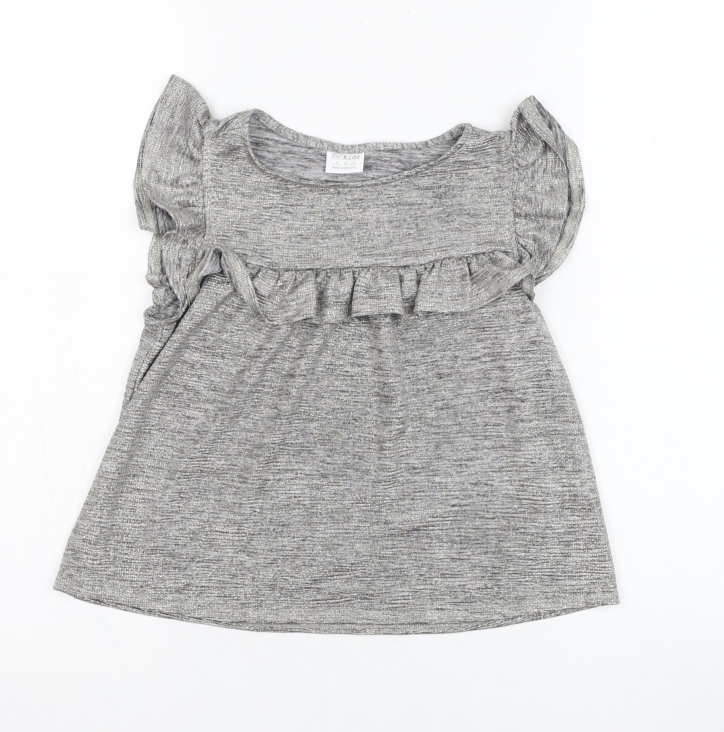 F&F Girls Silver  Polyester Basic Blouse Size 9-10 Years Round Neck Pullover