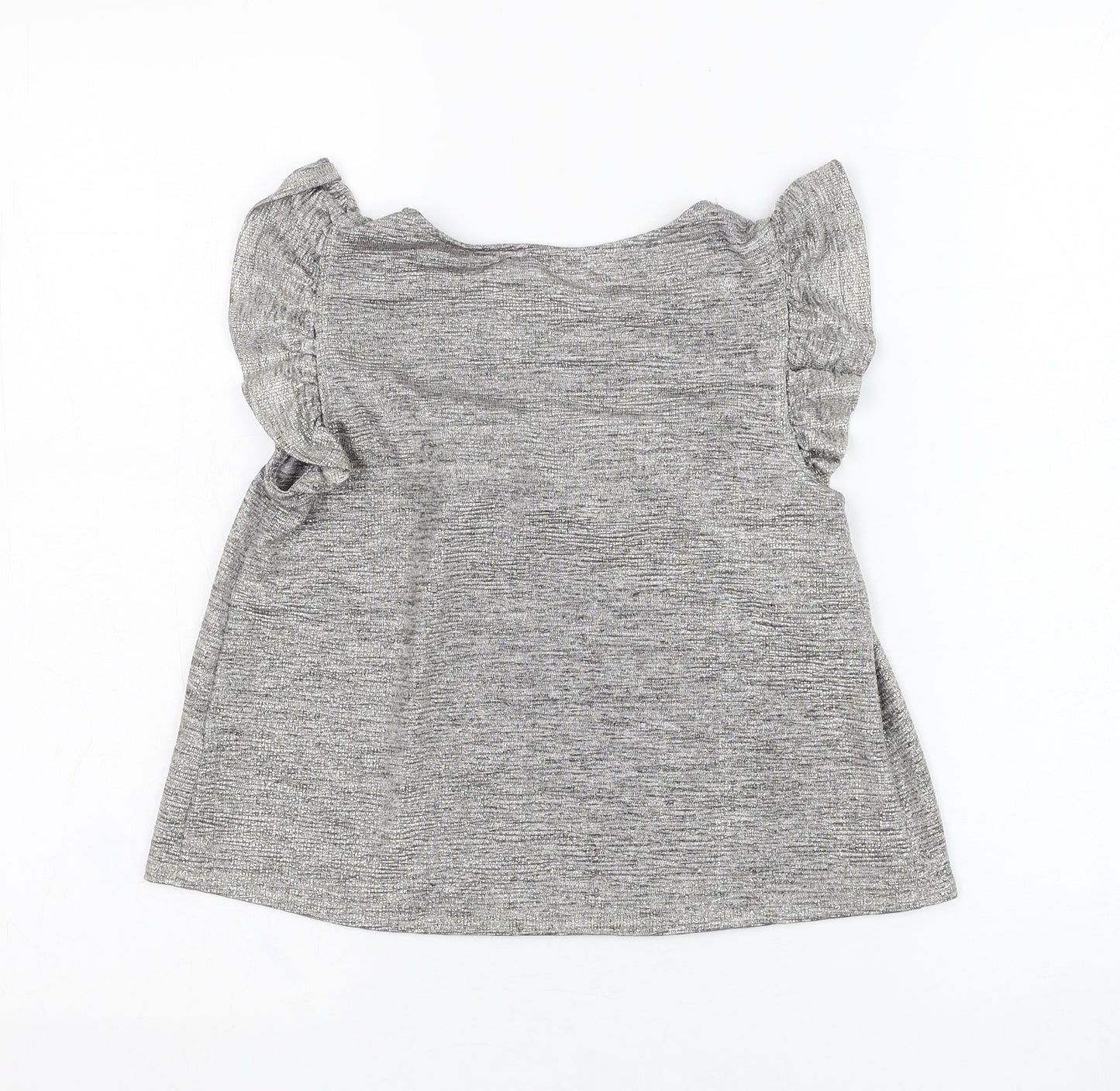 F&F Girls Silver  Polyester Basic Blouse Size 9-10 Years Round Neck Pullover