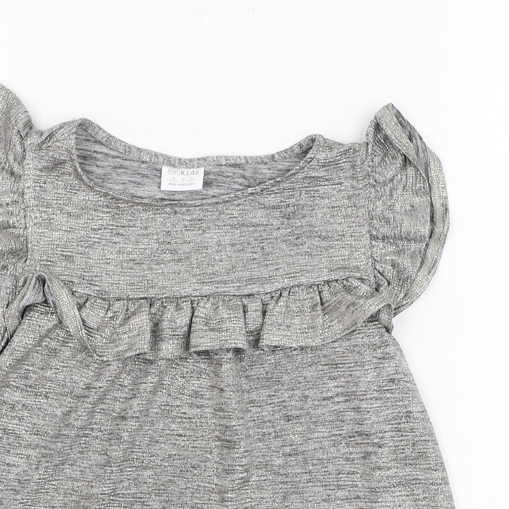 F&F Girls Silver  Polyester Basic Blouse Size 9-10 Years Round Neck Pullover