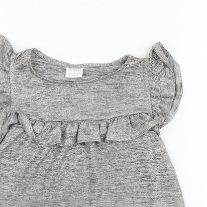 F&F Girls Silver  Polyester Basic Blouse Size 9-10 Years Round Neck Pullover