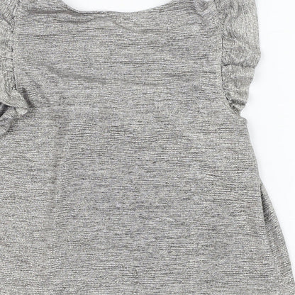 F&F Girls Silver  Polyester Basic Blouse Size 9-10 Years Round Neck Pullover