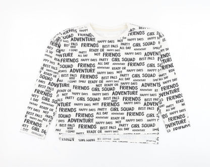 Dunnes Girls White  Cotton Pullover Sweatshirt Size 10 Years  Pullover - Slogan
