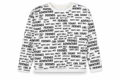 Dunnes Girls White  Cotton Pullover Sweatshirt Size 10 Years  Pullover - Slogan