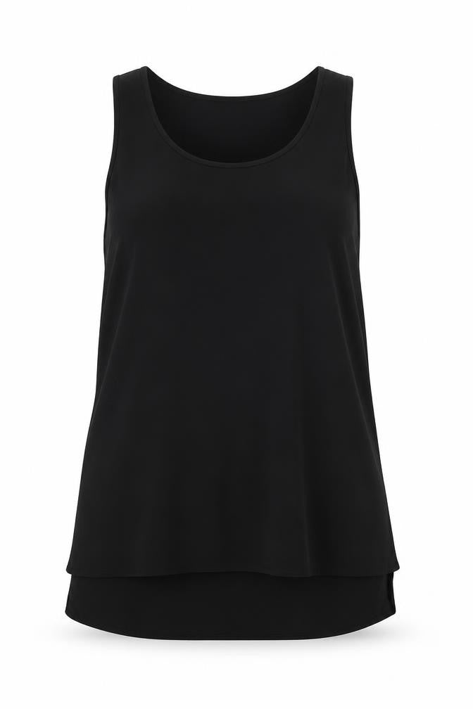 Papaya Womens Black  Polyester Tunic Tank Size 12 Round Neck