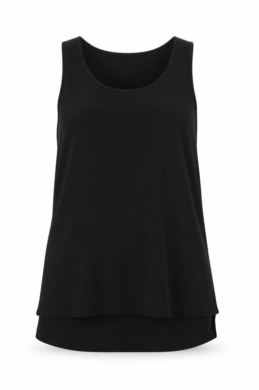 Papaya Womens Black  Polyester Tunic Tank Size 12 Round Neck