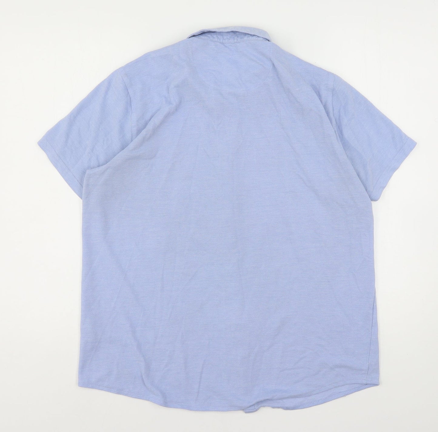Easy  Mens Blue  Cotton  Button-Up Size L Collared Button