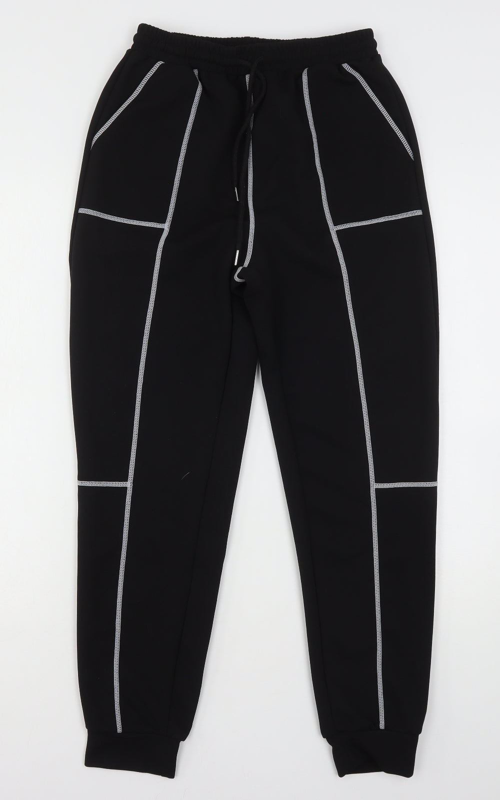 Shien  Womens Black  Polyester Sweatpants Trousers Size S L28 in Regular Drawstring