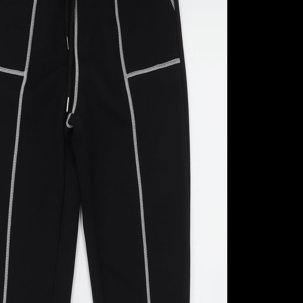 Shien  Womens Black  Polyester Sweatpants Trousers Size S L28 in Regular Drawstring