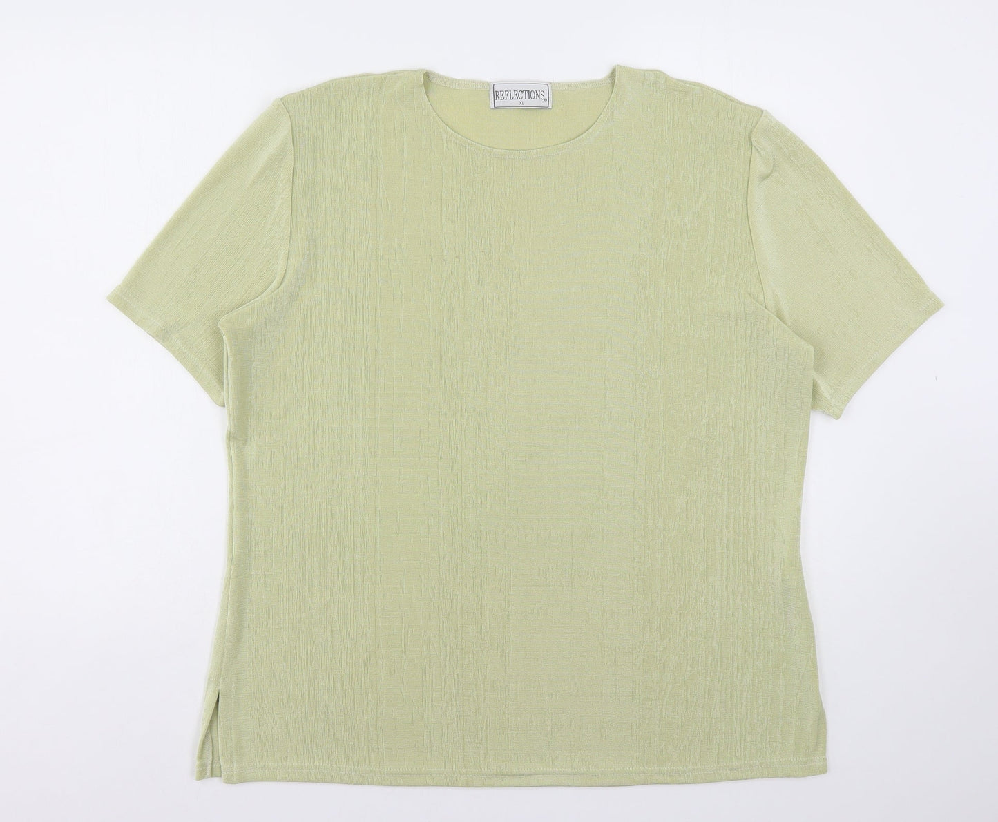 Reflections Womens Green  Polyester Basic T-Shirt Size XL Round Neck