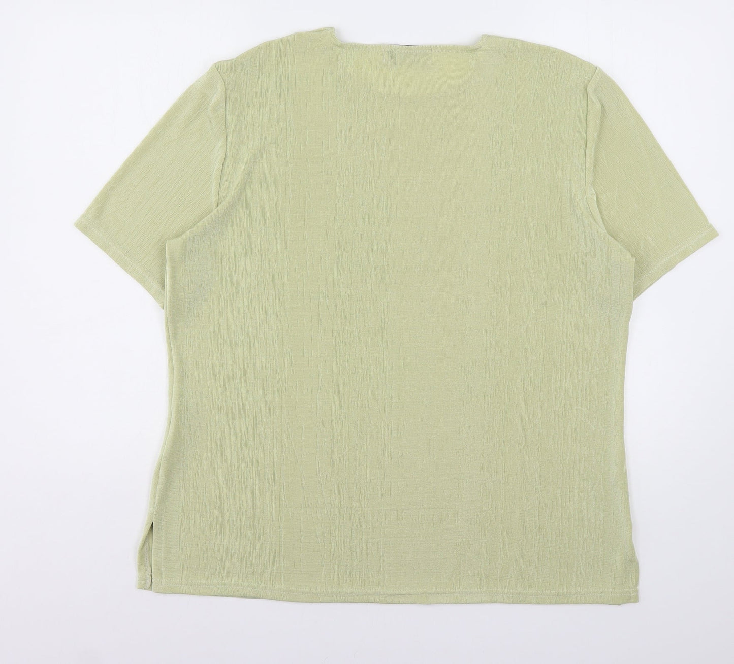 Reflections Womens Green  Polyester Basic T-Shirt Size XL Round Neck
