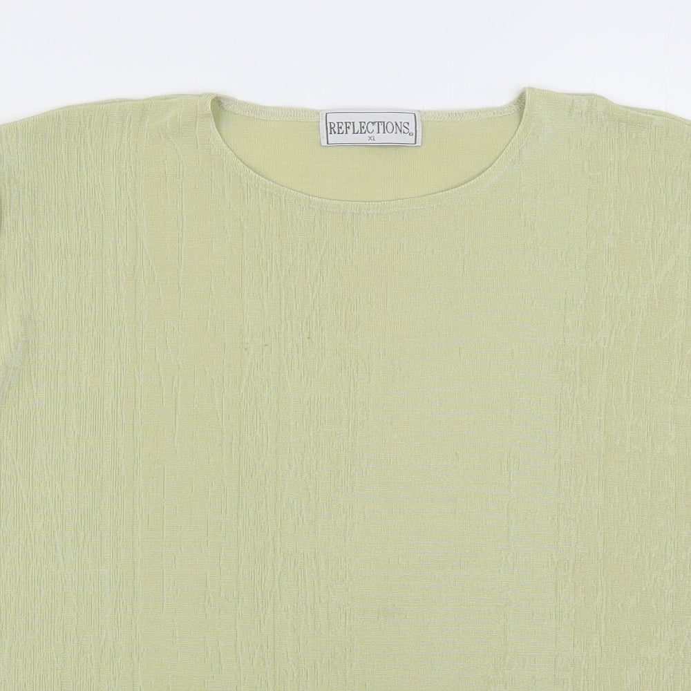 Reflections Womens Green  Polyester Basic T-Shirt Size XL Round Neck