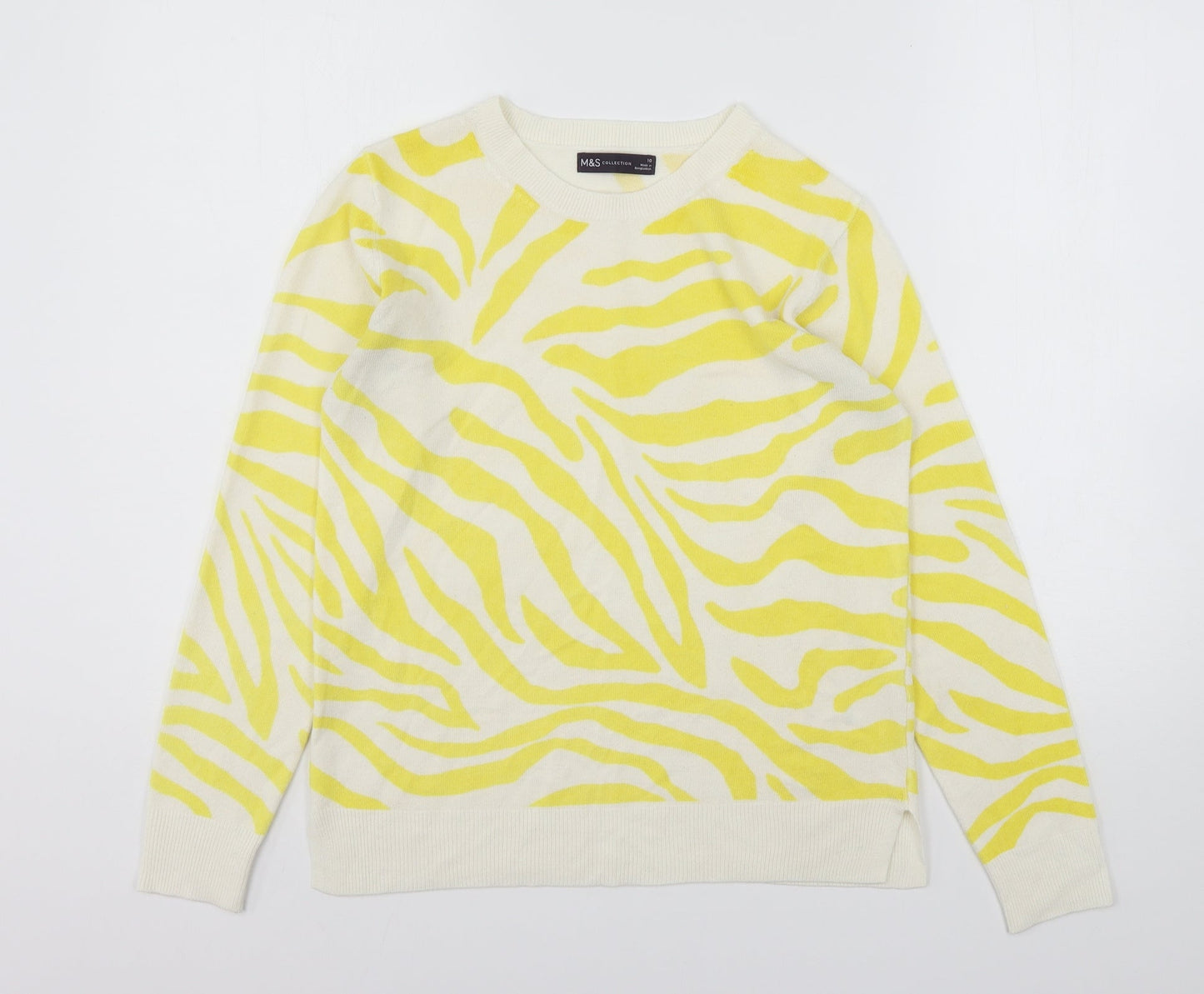 Marks and Spencer Womens Multicoloured Round Neck Animal Print Polyester Pullover Jumper Size 10