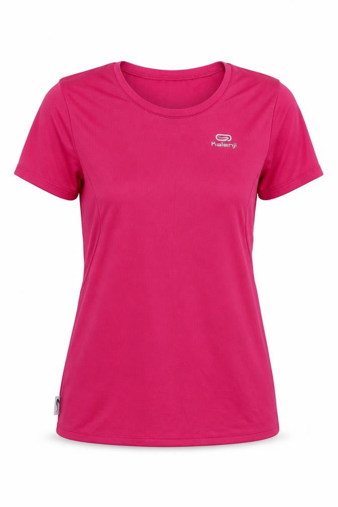 Kalenji Womens Pink  Polyester Jersey T-Shirt Size XS Scoop Neck Pullover