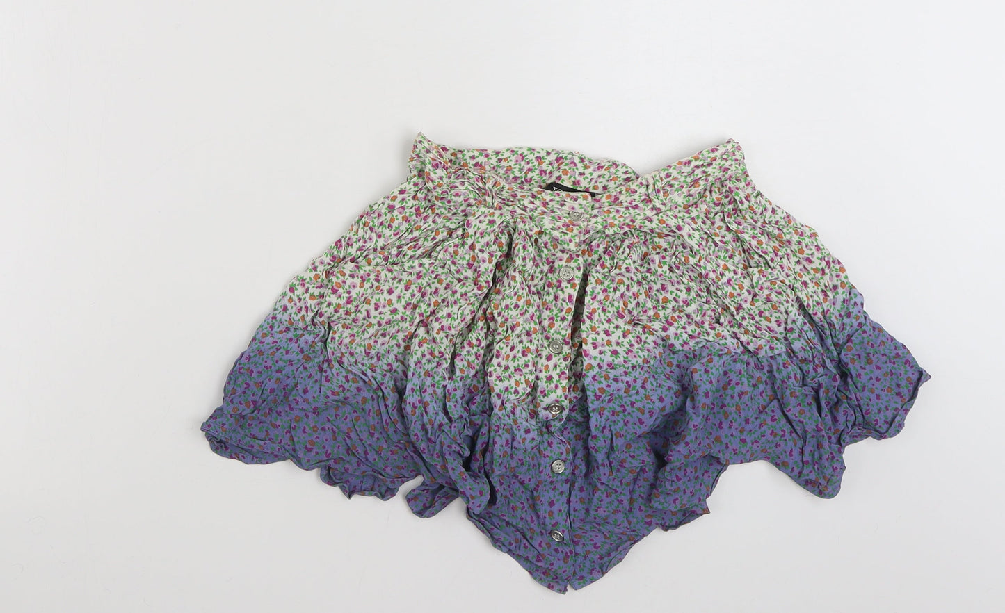 Topshop Womens Multicoloured Floral Viscose Mini Skirt Size 8   Button