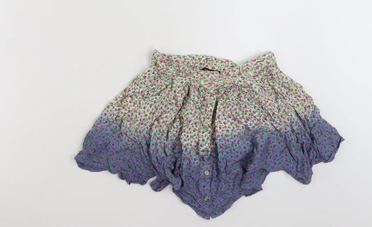Topshop Womens Multicoloured Floral Viscose Mini Skirt Size 8   Button