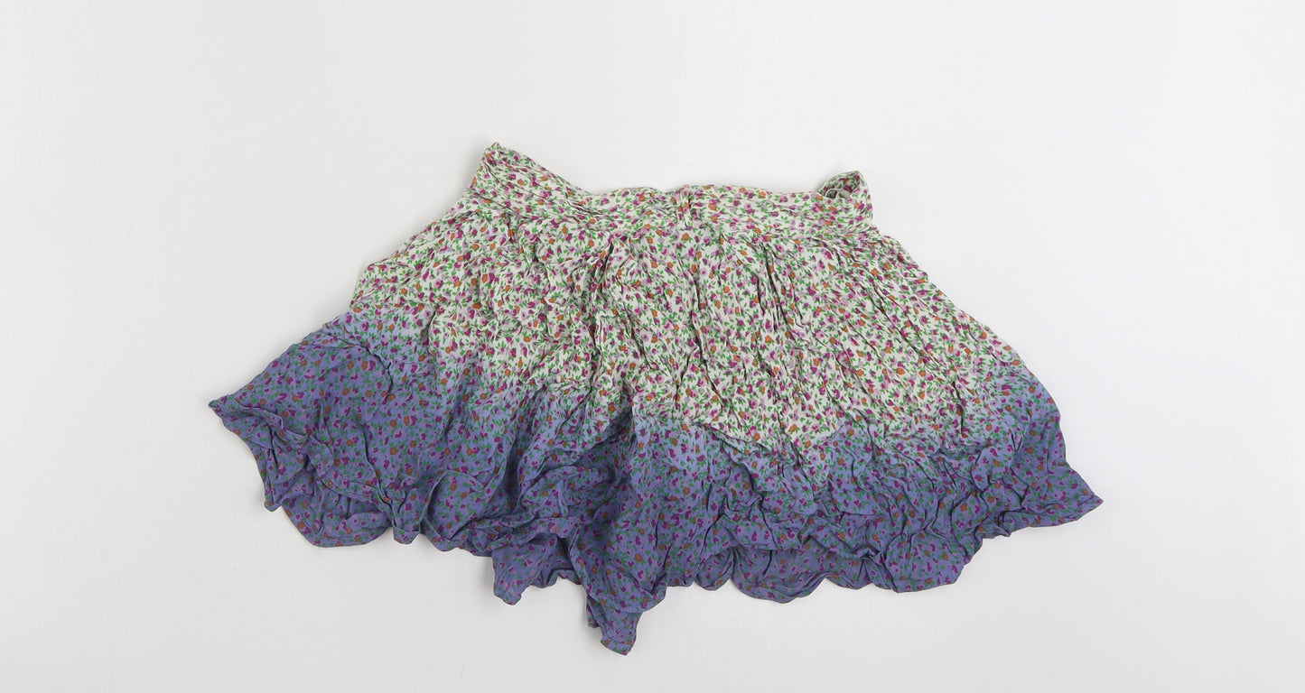 Topshop Womens Multicoloured Floral Viscose Mini Skirt Size 8   Button