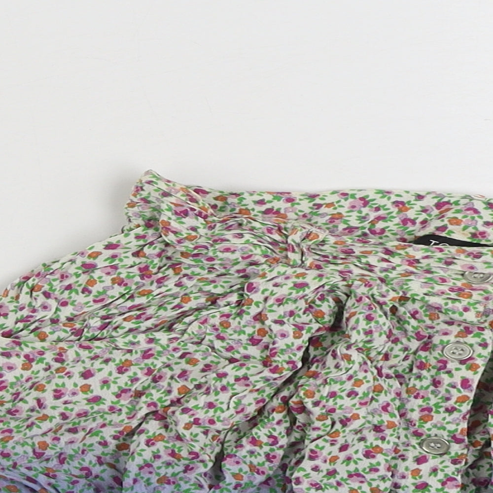 Topshop Womens Multicoloured Floral Viscose Mini Skirt Size 8   Button