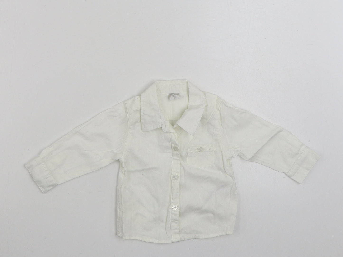 name it Girls White  100% Cotton Basic Button-Up Size 3-6 Months Collared Button - Size 4-6 Months