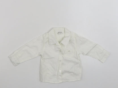 NAME IT Girls White  100% Cotton Basic Button-Up Size 3-6 Months Collared Button - Size 4-6 Months