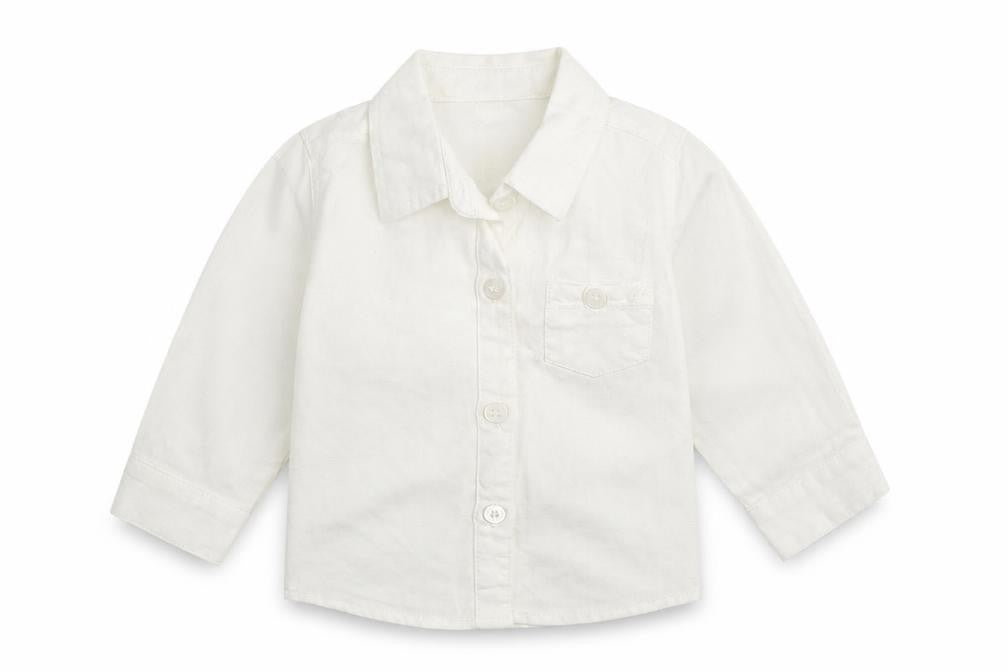 name it Girls White  100% Cotton Basic Button-Up Size 3-6 Months Collared Button - Size 4-6 Months