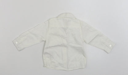 NAME IT Girls White  100% Cotton Basic Button-Up Size 3-6 Months Collared Button - Size 4-6 Months
