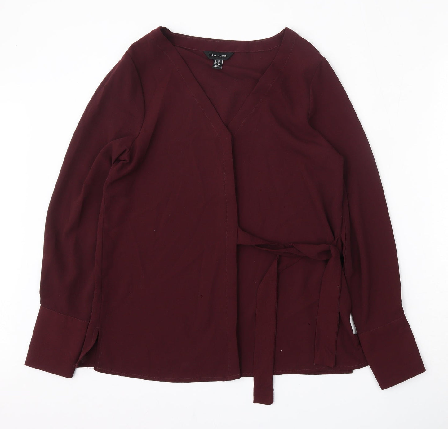 New Look Womens Purple  Polyester Basic Blouse Size 10 V-Neck