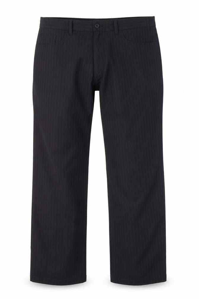Henri Ross Mens Black Striped Polyester Trousers  Size 36 L29 in Regular  - short leg