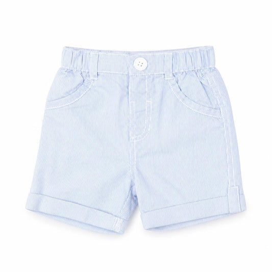 George Girls Blue Striped Cotton Cropped Trousers Size 6-9 Months  Button