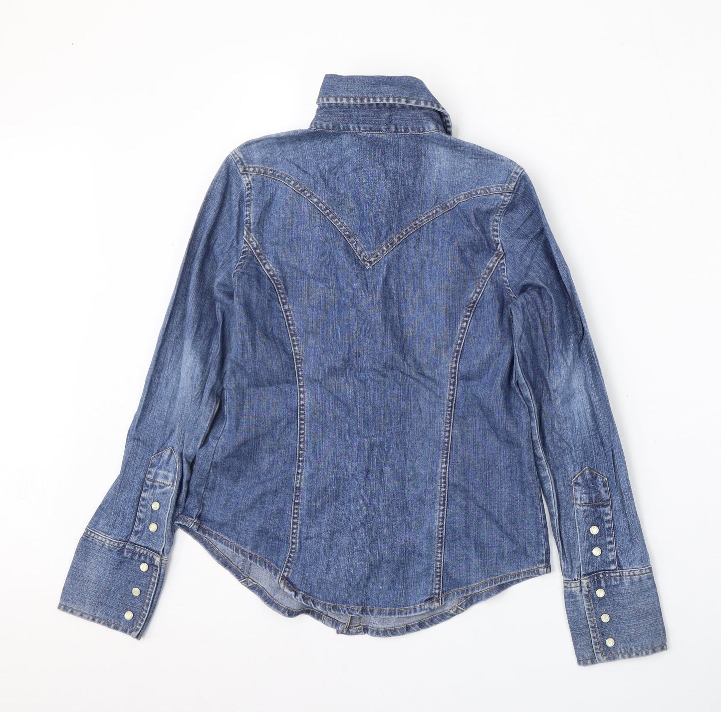 Gap Womens Blue  Cotton Basic Button-Up Size 2XS Collared