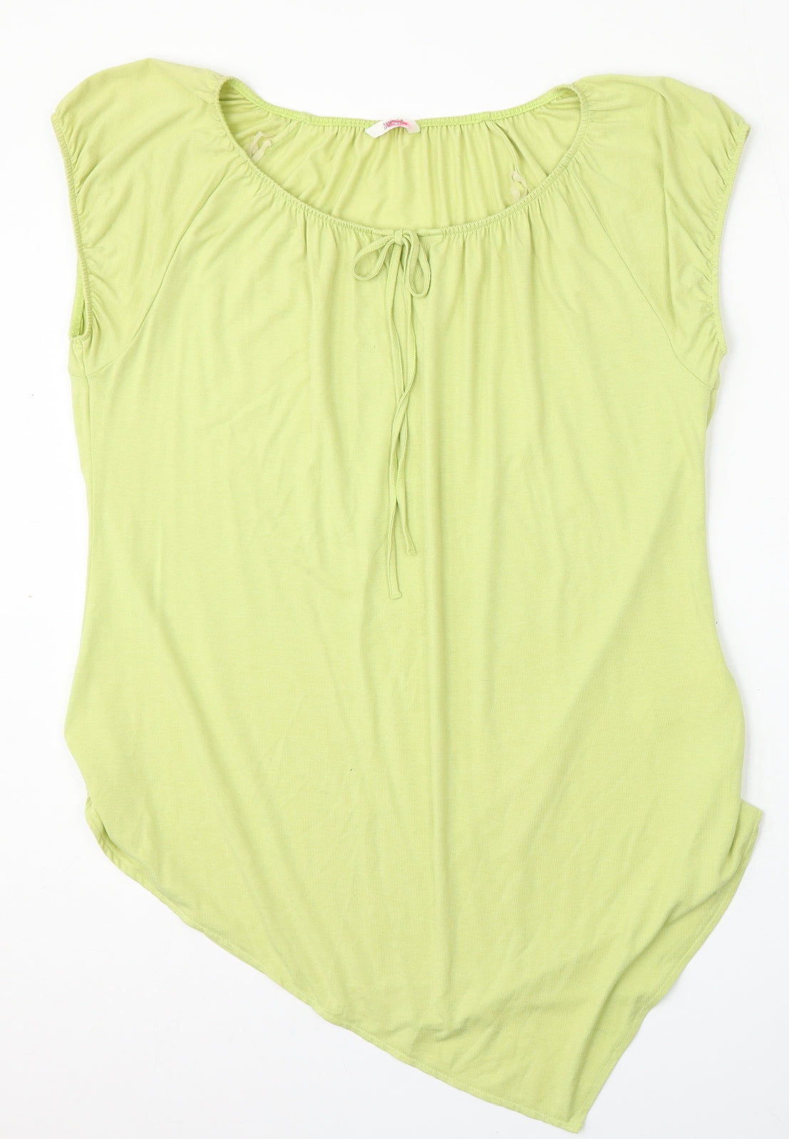 Marks and Spencer Womens Green  Viscose Basic Blouse Size 14 Round Neck