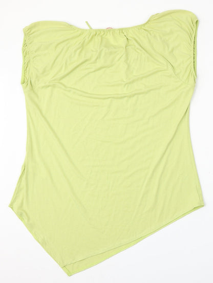 Marks & Spencer Womens Green  Viscose Basic Blouse Size 14 Round Neck
