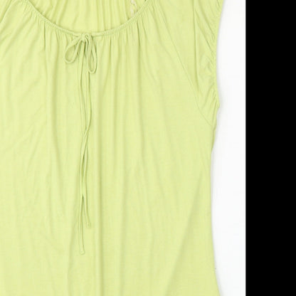 Marks & Spencer Womens Green  Viscose Basic Blouse Size 14 Round Neck