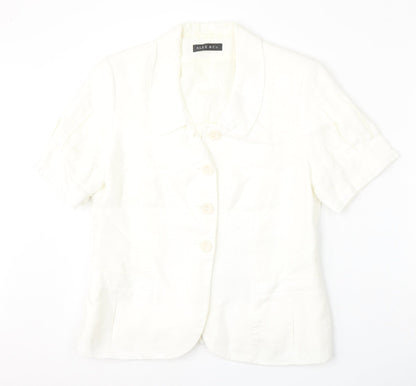 Alex & Co Womens White  Acetate Basic Button-Up Size 14 Collared
