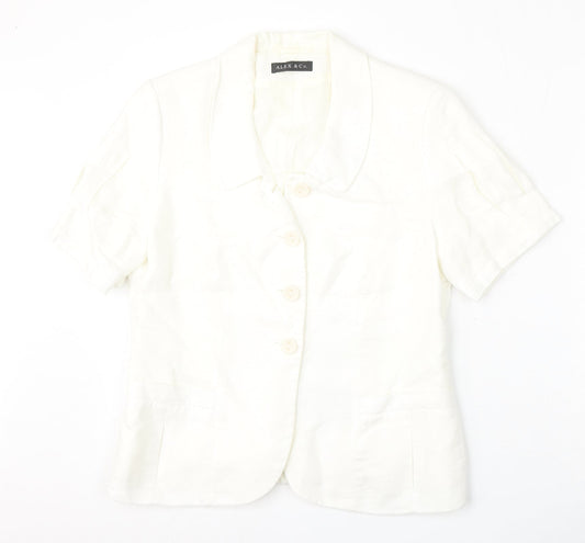 Alex & Co Womens White  Acetate Basic Button-Up Size 14 Collared