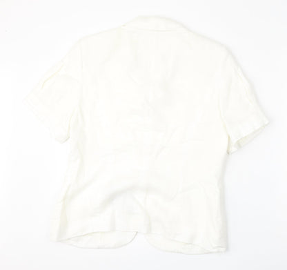 Alex & Co Womens White  Acetate Basic Button-Up Size 14 Collared