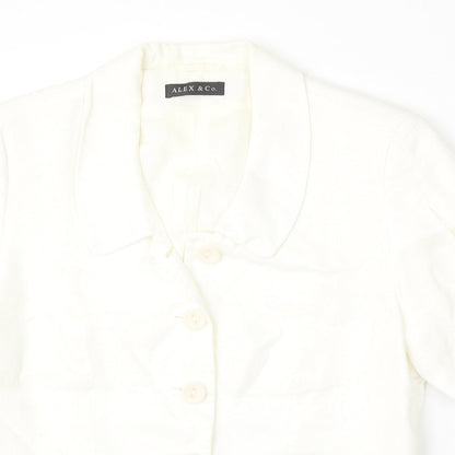 Alex & Co Womens White  Acetate Basic Button-Up Size 14 Collared