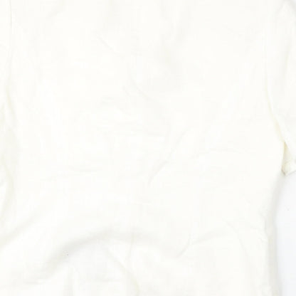 Alex & Co Womens White  Acetate Basic Button-Up Size 14 Collared