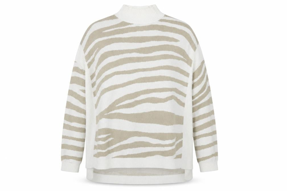 JDWilliams Womens Multicoloured High Neck Geometric Cotton Pullover Jumper Size 12