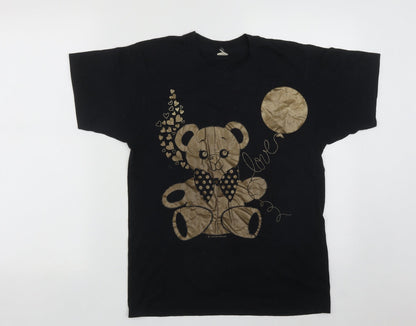 Screen Stars Womens Beige  Polyester Basic T-Shirt Size S Round Neck - Bear
