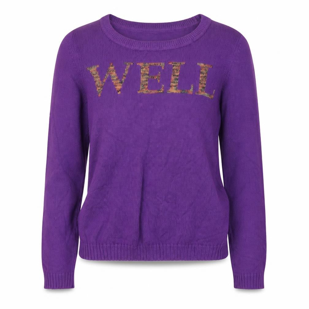 Yishion Womens Purple Scoop Neck  Cotton Pullover Jumper Size S