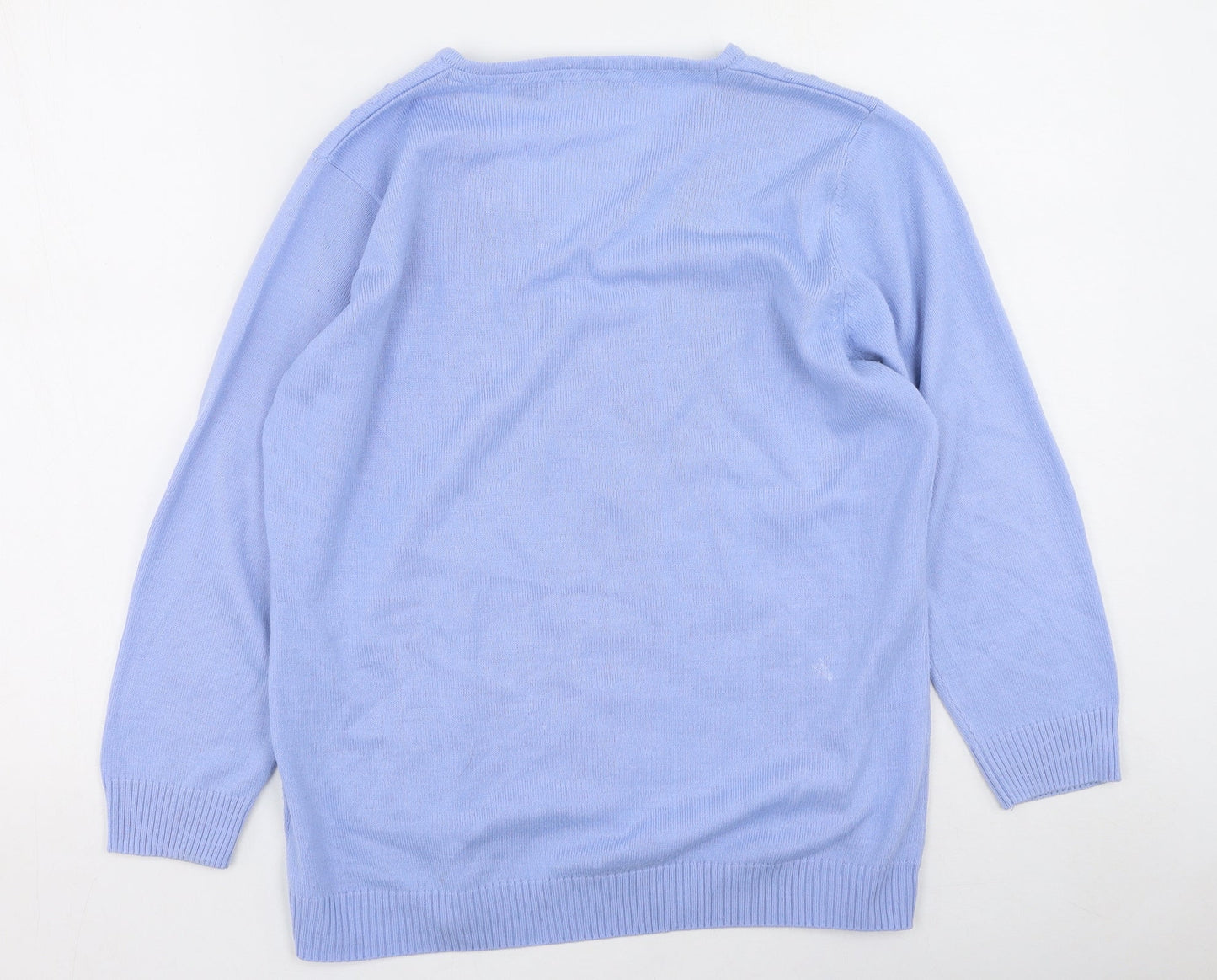 Hle Womens Purple Round Neck  Acrylic Pullover Jumper Size 14