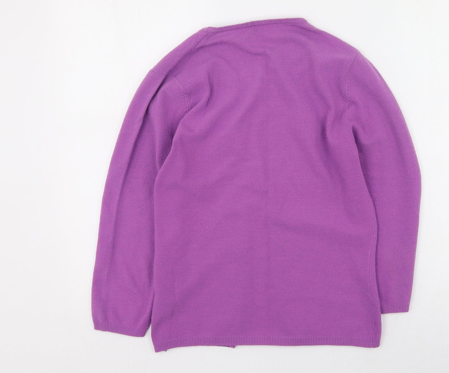 BAY Womens Purple V-Neck  Acrylic Cardigan Jumper Size 10