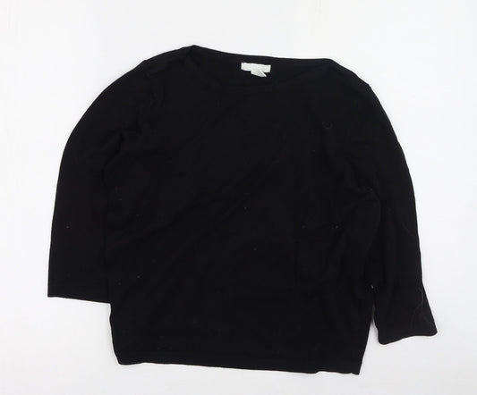 H&M Womens Black Round Neck  Viscose Pullover Jumper Size M