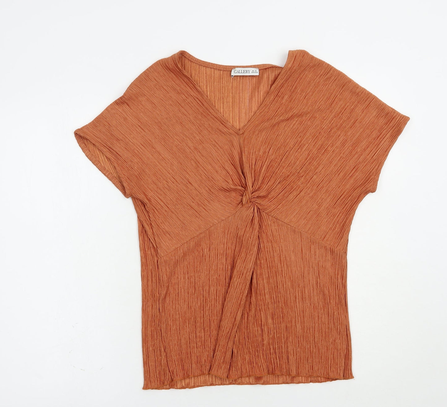 Gallery Womens Orange  Polyester Basic Blouse Size XS V-Neck