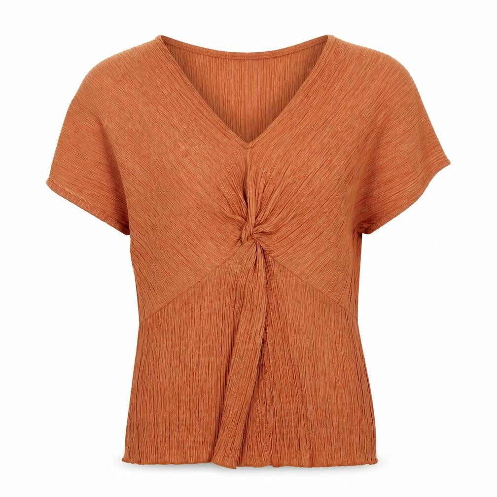 Gallery Womens Orange  Polyester Basic Blouse Size XS V-Neck