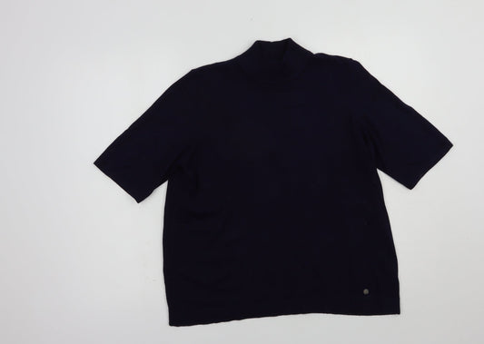Gollehaug Womens Blue Mock Neck  Acrylic Pullover Jumper Size 14