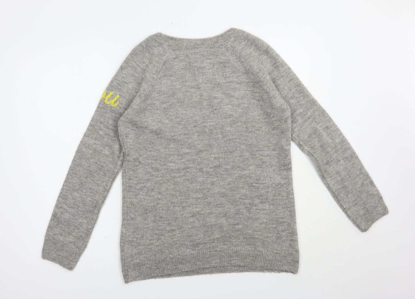 Nutmeg Womens Grey Crew Neck  Acrylic Pullover Jumper Size 10